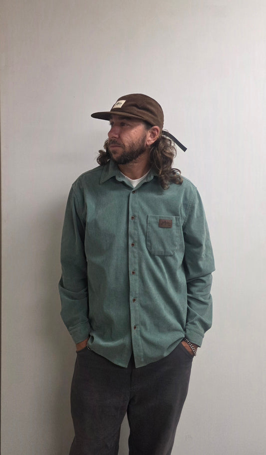 "Herndon" Faded Green Corduroy Button Up