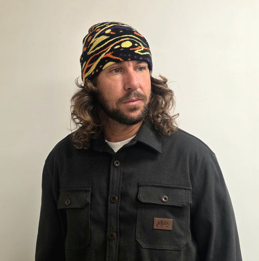 "Galactic" Black Jacquard Beanie