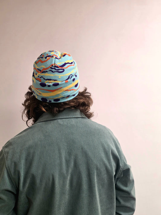 "Galactic" Blue Jacquard Beanie